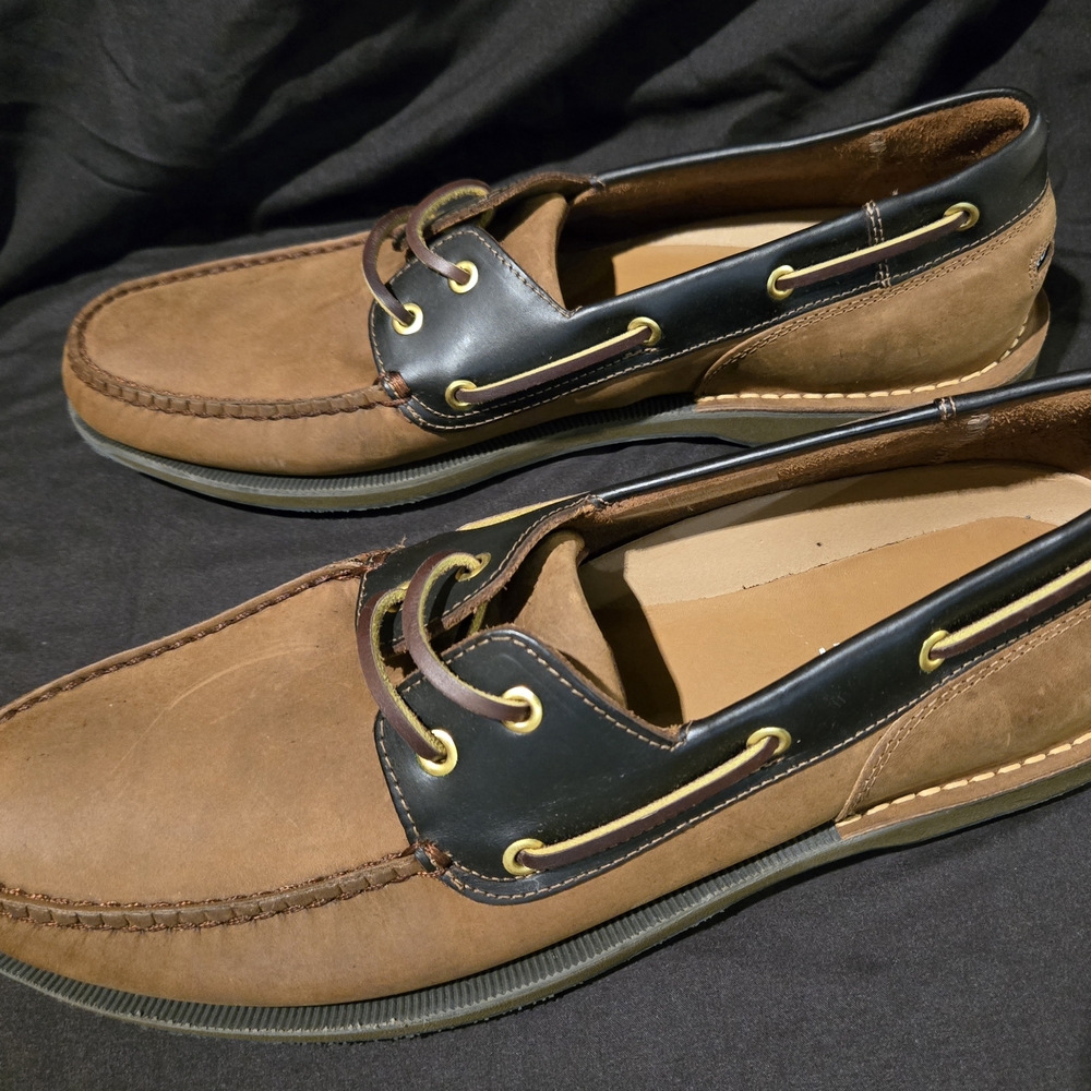 Men's Brown Leather Boat Shoes Size 14